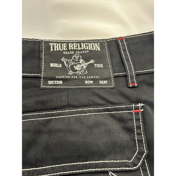 True Religion Cargo Shorts Knee Length Jet Black SZ 34 Men New w/Tags - Picture 6 of 7